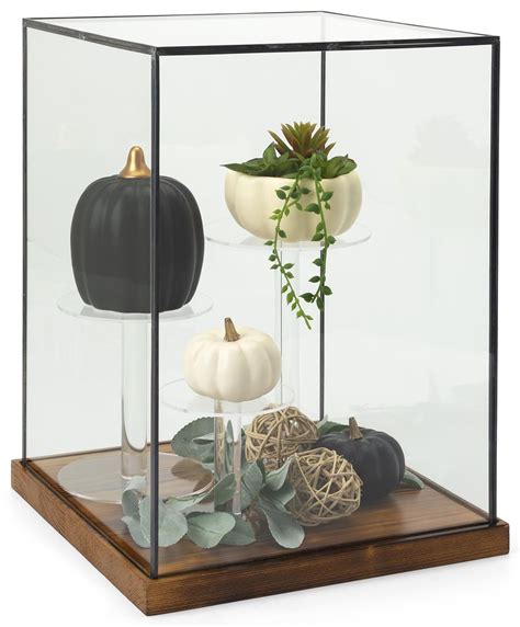 Tall Wood And Glass Countertop Display Case Black Copper