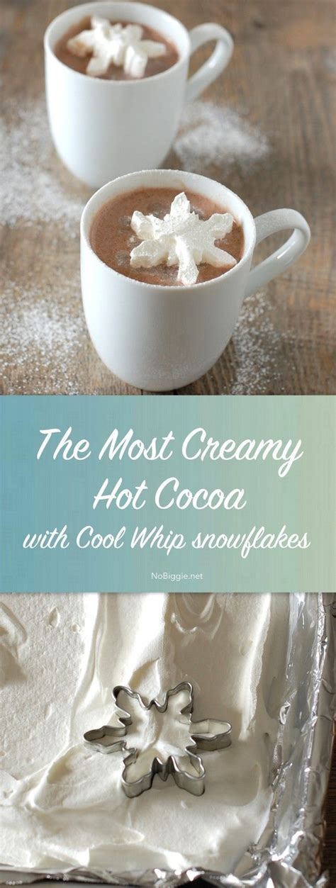 creamy hot chocolate with cool whip snowflakes hot chocolate recipes christmas brunch