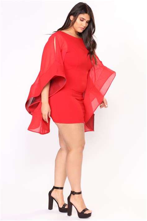 layla chiffon cape dress red