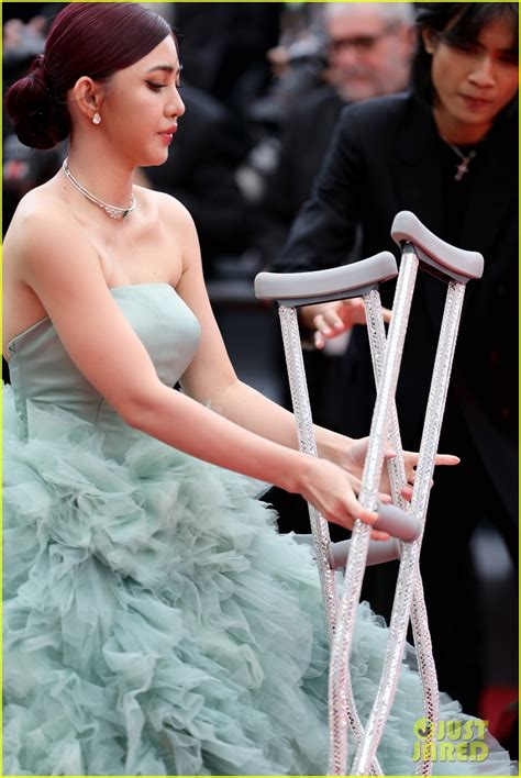 Cambodian Actress Yubin Shin Walks With Crutches On Cannes Film