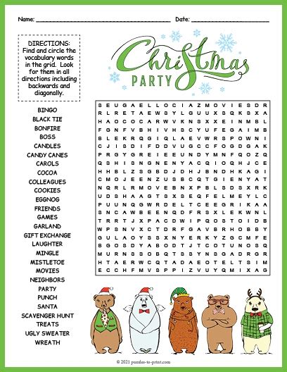 printable christmas puzzles word searches crosswords