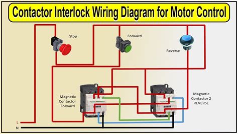 contactor interlock wiring diagram  motor control contactor interlocking diagram youtube