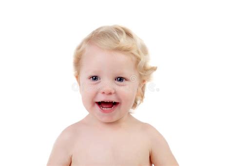 adorable baby  blond hair stock photo image  closeup model