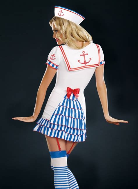 Sailor Pin Up Fancy Dress Costume Womens Sexy Sailor