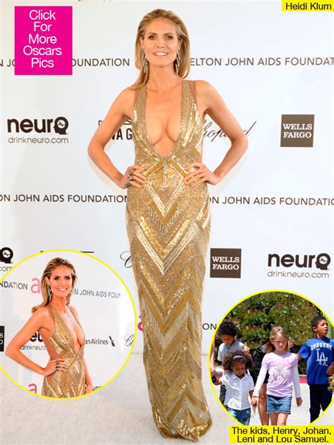 Heidi Klum Oscar Dress — Cleavage Exposed At Elton John Viewing Party