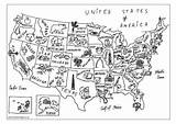 Map Usa Coloring Colouring Pages States Kids Maps Symbols United Printable Landmarks America Grade Detail Color Activity Little Sheets Studies sketch template