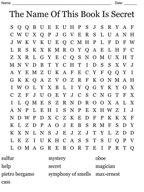 The Name Of This Book Is Secret Word Search Wordmint