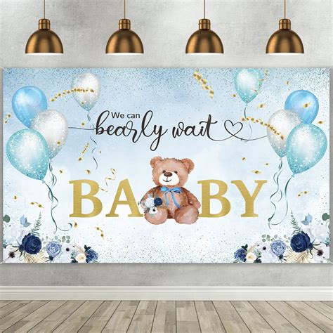 buy   bearly wait baby shower decoration watercolor sky blue