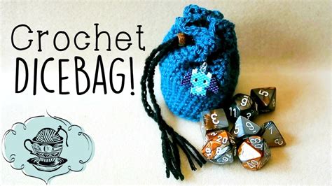 crochet handmade drawstring pouch  gamers crystal holding bag