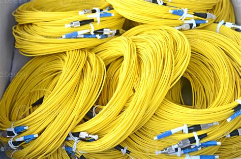yellow obtical fiber cables  stock photo  vecteezy