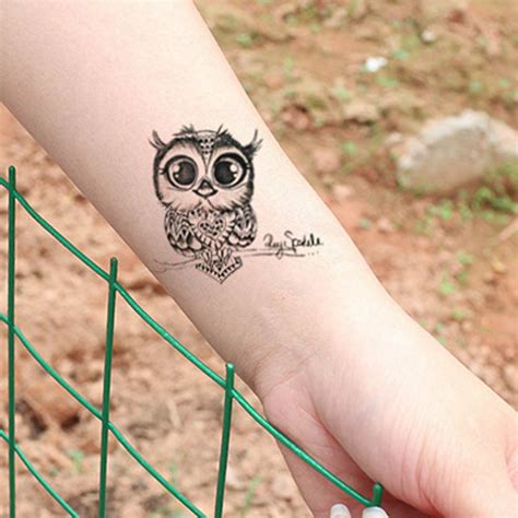 1pc Cute Owl Arm Fake Transfer Tattoo Sexy Large Temporary Tattoos