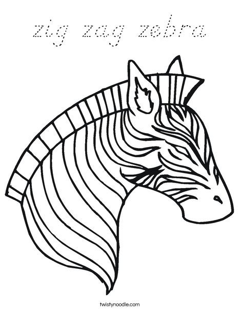 zig zag zebra coloring page dnealian twisty noodle