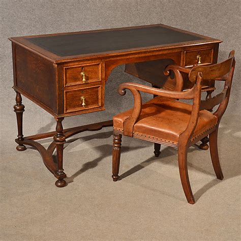 antique desk study oak leather top antiques atlas