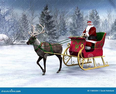 reindeer pulling  sleigh  santa claus stock images image