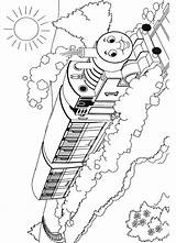 Thomas Coloring Train Trenino Drawing Kids Pages Tracks Traveling sketch template