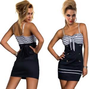 Pin Up Girl Sailor Marine Costume Style High Quality Shot Dress
