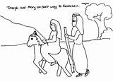 Mary Joseph Coloring Donkey Bethlehem Pages Way Their Room Pulling Egypt Flight Into Inn Color Getcolorings sketch template