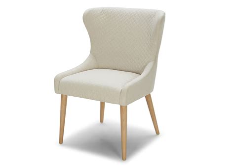stella dining chair   white fabric   brown