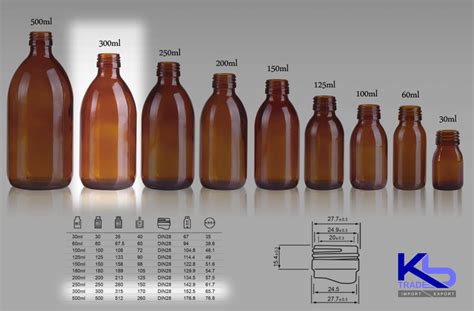 kbtrade amber glass syrup bottle ml din