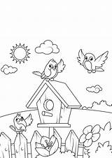 Spring Coloring Malvorlage Coloriage Vogelhaus Nichoir Printemps Frühling Birdhouse Kids Ausmalbilder Zum Ausdrucken Bild Lente Pages Kostenlose sketch template