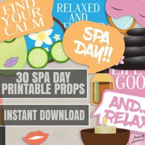 spa day printable props girls night  photo booth props etsy