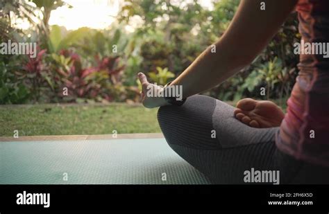 woman yoga pose hands close   stock  footage hd