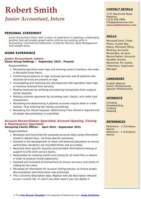 resume  accountant position  samples examples
