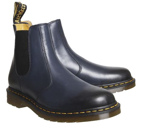 dr martens leather  chelsea boots  navy blue lyst