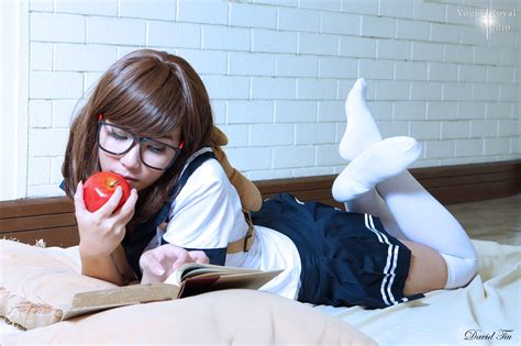 wallpaper white cosplay anime glasses socks school