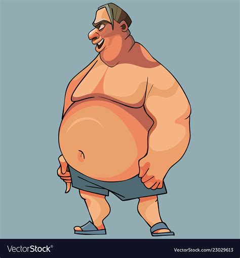 cartoon funny big fat man  shorts  shales vector image