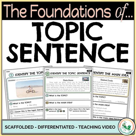 topic sentence foundational activities grasphopper learning