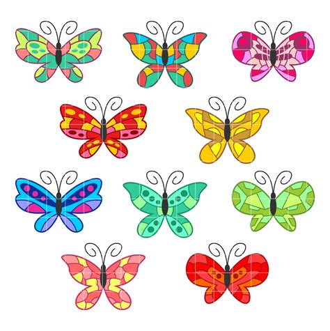 colorful butterflies set semi exclusive clip art set  digitizing