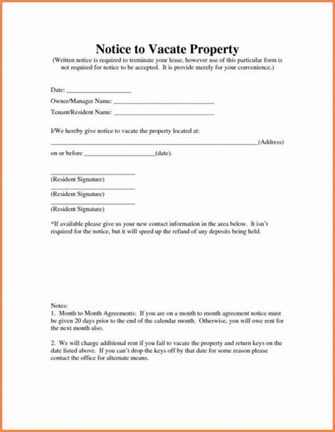 notice  vacate letter template business