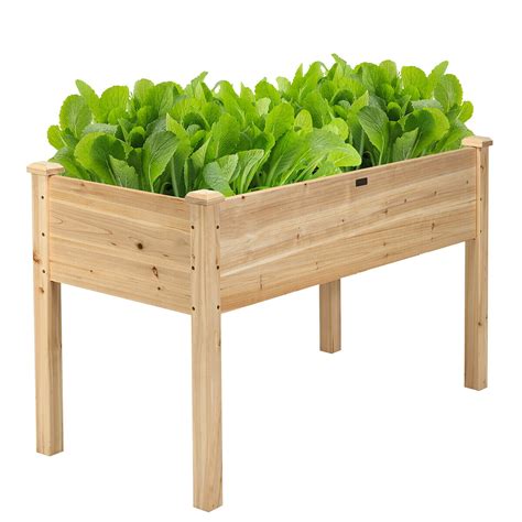 costway wooden raised vegetable garden bed elevated grow vegetable planter walmartcom
