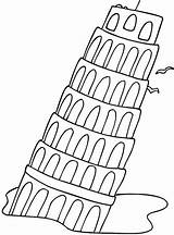 Pisa Tower Coloring Pages Leaning Italian Drawing Falling Clipart Food Printable Kids Italy Cartoon Cliparts Color Clip sketch template