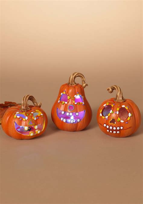 set    halloween sugar skull pumpkins