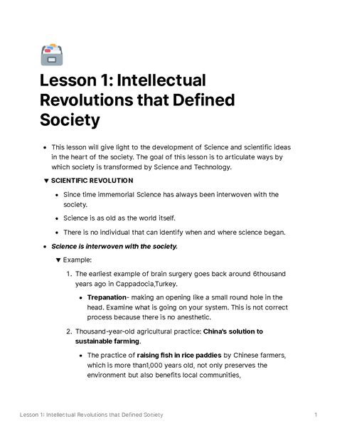 solution lesson  intellectual revolutions  defined society