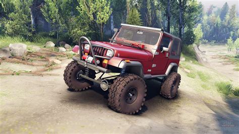 jeep yj  maroon  spin tires