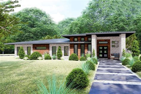 plan mk  bed modern house plan  open floor plan mid century