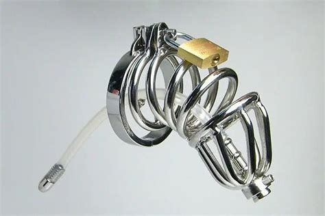 Femdom Fetish Stainless Steel Penis Cage With Urethral Plug Male