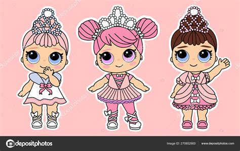 cute vector  princesses royal luxury clothes cartoon lol doll