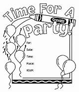 Birthday Party Invitations Coloring Crayola Invitation Pages Print Balloons sketch template