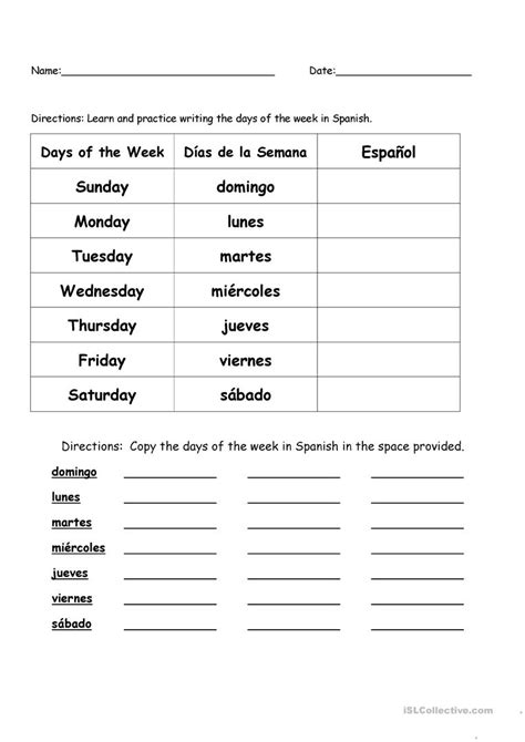 printable beginning spanish worksheet spanish