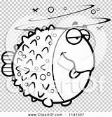 Drunk Blowfish Outlined Clipart Thoman Cory sketch template