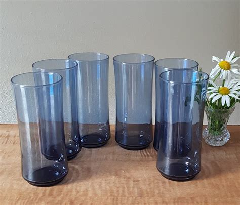 Vintage Libbey Blue Glasses Glassware Tumblers Drinking Etsy