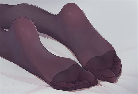 feet qizhu foot sole pantyhose foot fetishism anime toes closeup