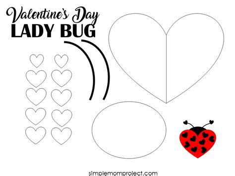 printable heart shaped ladybug craft valentine art projects
