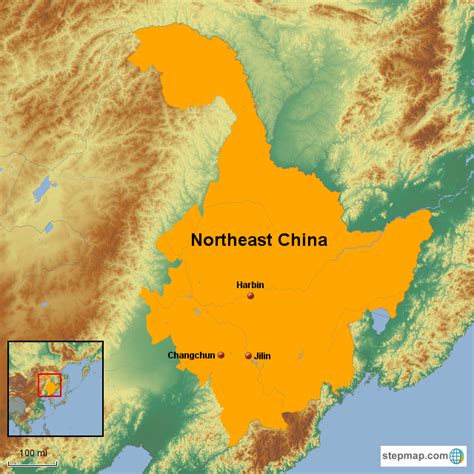 stepmap northeast china landkarte fuer china