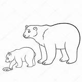 Polar Bear Coloring Mother Baby Illustration Pages Stock Her Depositphotos Ya Mayka sketch template