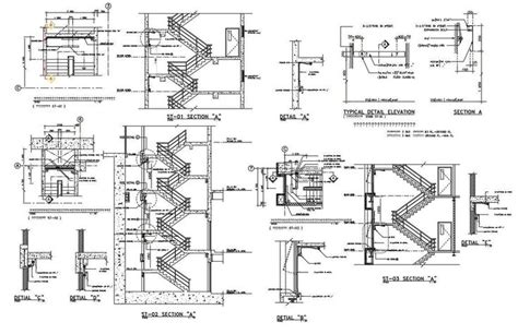 staircase section  electrical wiring drawing dwg file cadbull
